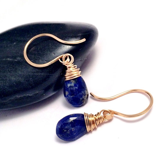 Lapis Lazuli Drop Earrings Gold Filled Earrings Cobalt Blue Gemstone Earrings Royal Blue Earrings Earrings UK