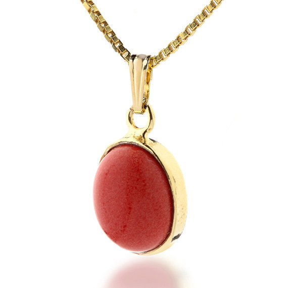 red coral pendant gold