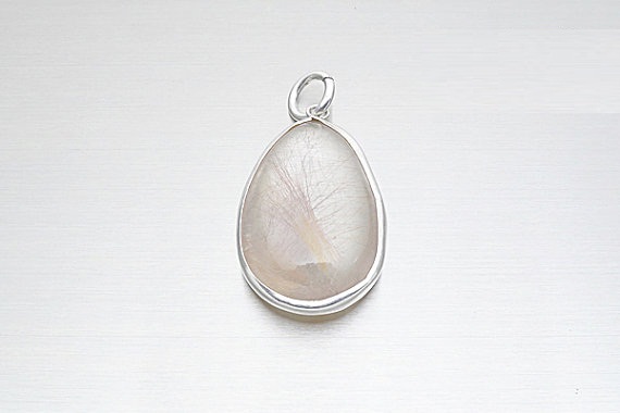 925 Sterling Silver Rutilated Quartz Pendant, Gemstone jewelry, Rutilated Quartz Jewelry