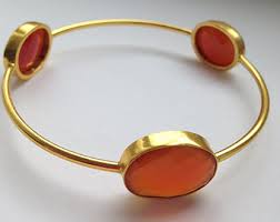 925 silver gold plated three stone bangle