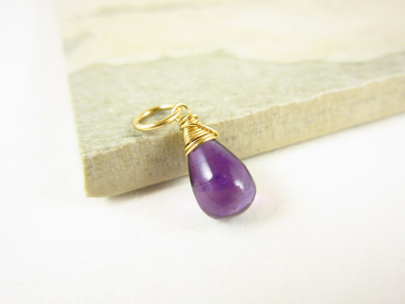 African Amethyst Pendant - Natural Amethyst Jewelry - February Birthstone Jewelry - Mommy Necklace Charm - Mommy Jewelry - Purple Stone
