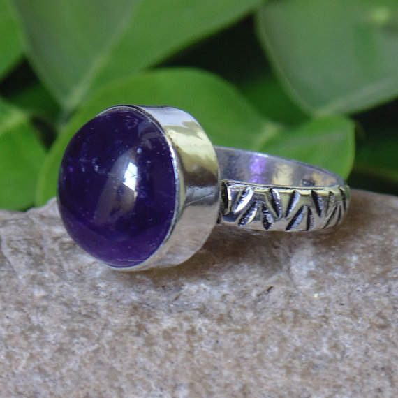  Amethyst Ring - Gemstone Ring - Handmade Ring - Fashion Ring - Round Ring - Purple gemstone Jewelry - Bezel Setting 