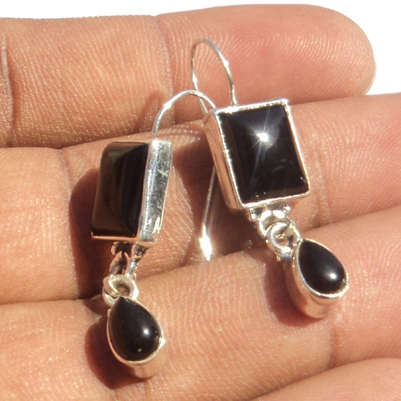 Amazing Black Onyx Gemstone Earrings - Birthstone Earrings - Fashion Earrings - Beach Earrings - Love Gift - Handmade Earrings