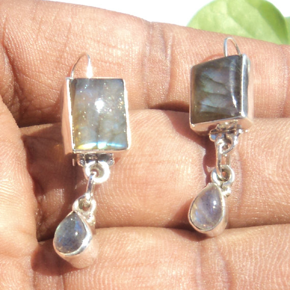 Amazing Labradorite Gemstone Earrings - Birthstone Earrings - Fashion Earrings - Beach Earrings - Love Gift - Handmade Earrings