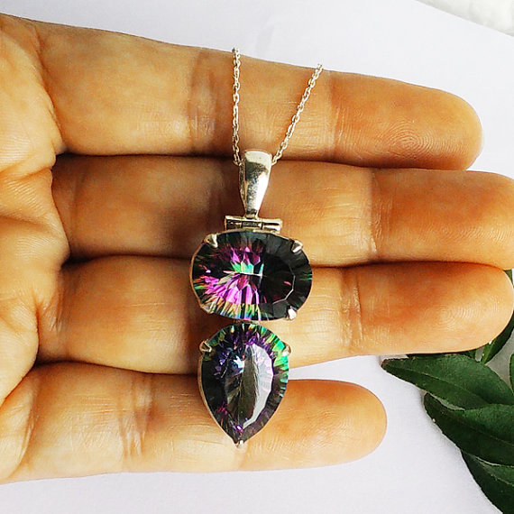 Amazing MIDNIGHT MYSTIC TOPAZ Gemstone Pendant - Birthstone Pendant - Fashion Pendant - Handmade Beach Pendant