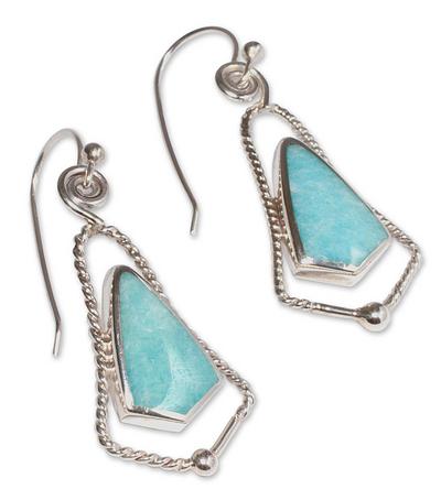 Amazonite dangle earrings, 'Belles'