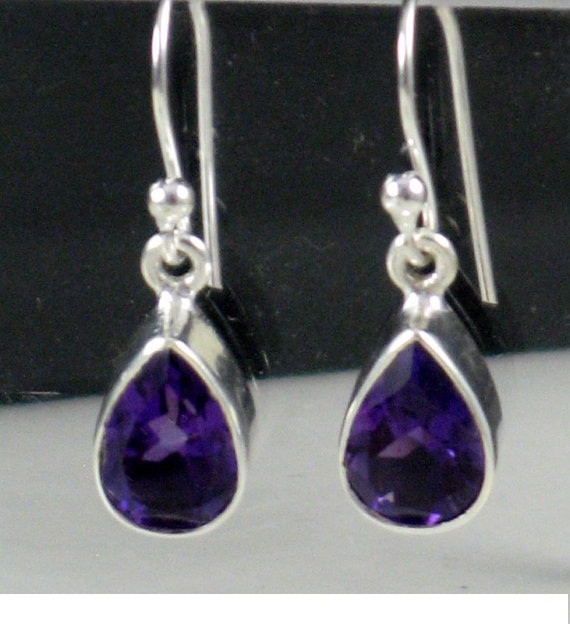 Amethyst Earring Small dangle earring sterling silver gemstone earring semi precious Stones wedding gift bridal party purple gemstone