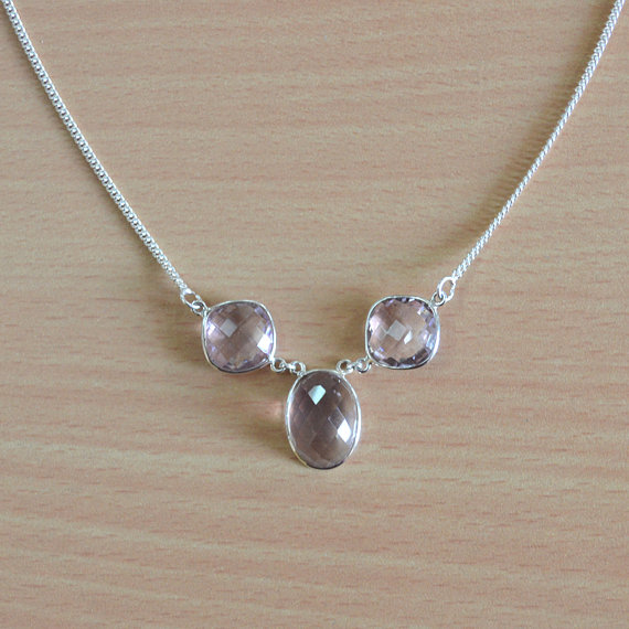 Amethyst Necklace - Gemstone 925 Sterling Silver Necklace - Purple birthstone jewelry - Genuine gemstone necklace - adjustable Necklace