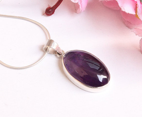 Amethyst Pendant - Purple pendant - Bezel set pendant - gemstone pendant