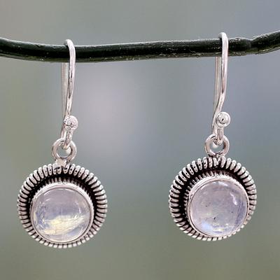 Artisan Crafted Moonstone Sterling Silver Women's Jewelry, 'Moon Over India'