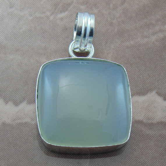 Awesome Aqua Chalcedony Hand Made Pendant - Cabochon Jewelry