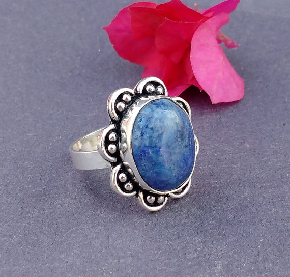 BLUE LAPIS Cabochon Ring -Size 8.0 Ring - 925 Sterling Silver Ring - LAPIS Gemstone Ring - Vintage RingBLUE LAPIS Cabochon Ring -Size 8.0 Ring - 925 Sterling Silver Ring - LAPIS Gemstone Ring - Vintage Ring