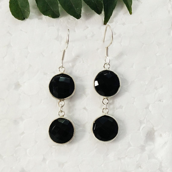  Beautiful BLACK ONYX Gemstone Earrings, Birthstone Earrings, 925 Sterling Silver Earrings, Fashion Handmade Earrings, Dangle Earrings