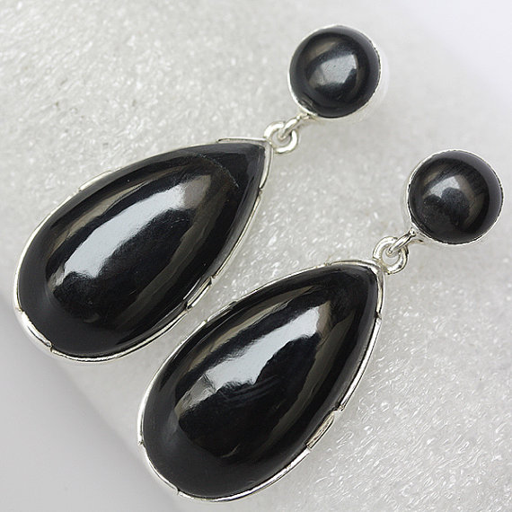Black Onyx Earring , It Can Help Release Negative Emotions Such As Sorrow And Grief, Solid Sterling Silver Gemstone