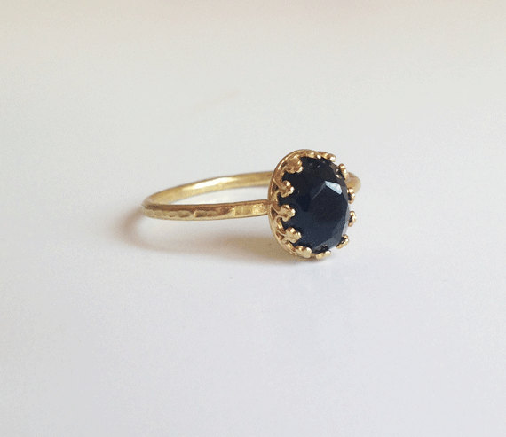 Black Onyx Ring - Stacking Ring - Gemstone Ring - Gold Ring - Bezel Ring - Stackable Ring - Black Ring - Onyx Jewelry