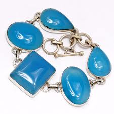 Blue Chalcedony Silver bracelets
