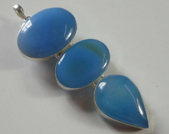 Blue Chalcedony Silver pendant