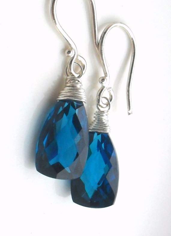 Blue Quartz Sterling Gemstone Earrings