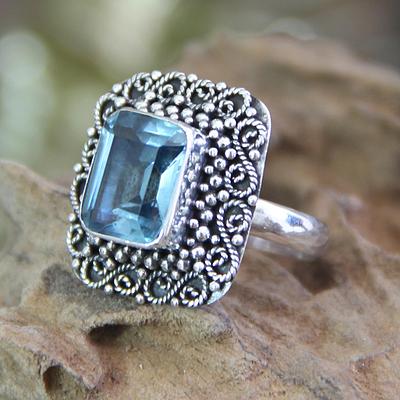 Blue Topaz and Sterling Silver Cocktail Ring, 'Java Skies'