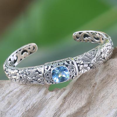 Blue Topaz and Sterling Silver Cuff Bracelet from Indonesia