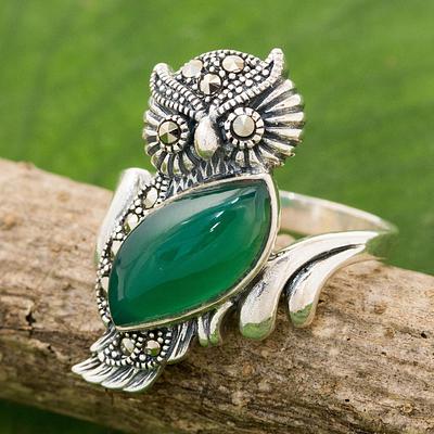 Chalcedony and Marcasite Cocktail Ring