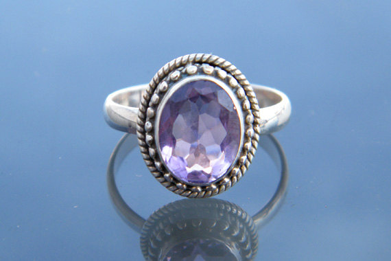 Charming Amethyst Ring, Purple Gemstone Ring, Sterling silver Ring