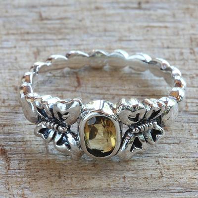 Citrine Sterling Silver Butterfly Cocktail Ring