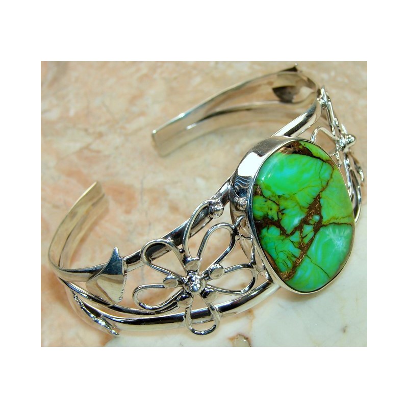 Copper Green Truquoise Bangle 925 Sterling Silver