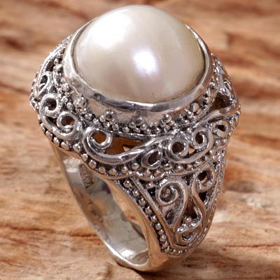 Cultured Mabe Pearl Ring Hand Crafted