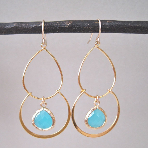 Double Hoop Earrings with Glass Accents