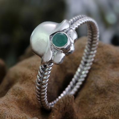 Emerald and Sterling Silver Ring