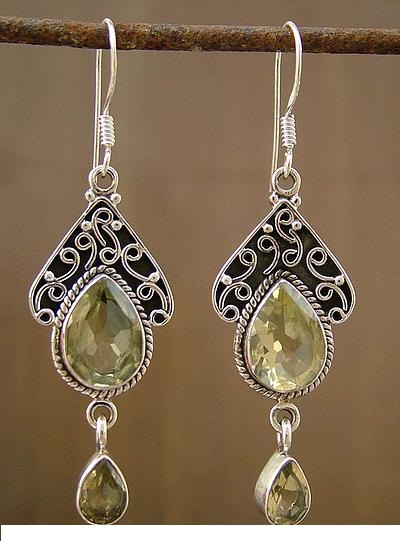 Fair Trade Jewelry Sterling Silver and Quartz Earrings,