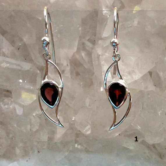 Garnet Earrings Garnet Jewelry Garnet Gemstone Earrings  Gemstone Jewelry  January Birthstone  Drop Earrings  Faceted Earrings