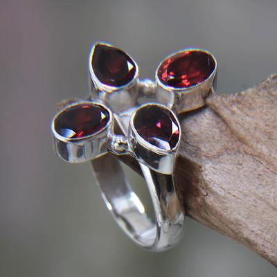 Garnet and Silver Cocktail Ring