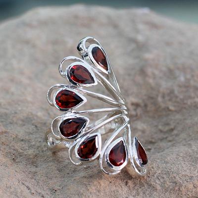 Garnet and Sterling Silver Ring Jewelry