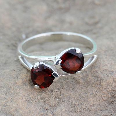 Garnet and Sterling Silver Ring