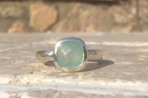 Gemstone Ring, Aqua Chalcedony Silver Ring, OOAK Ring, Blue Chalcedony Gemstone Silver Ring, Blue Gemstone Ring