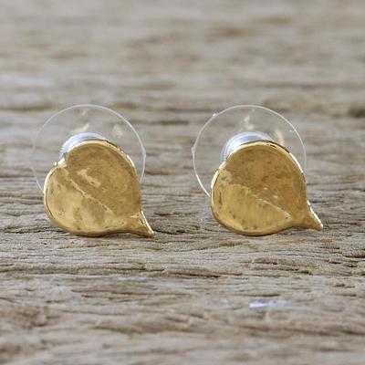 Gold Plated Natural Million Hearts Leaf Stud Earrings