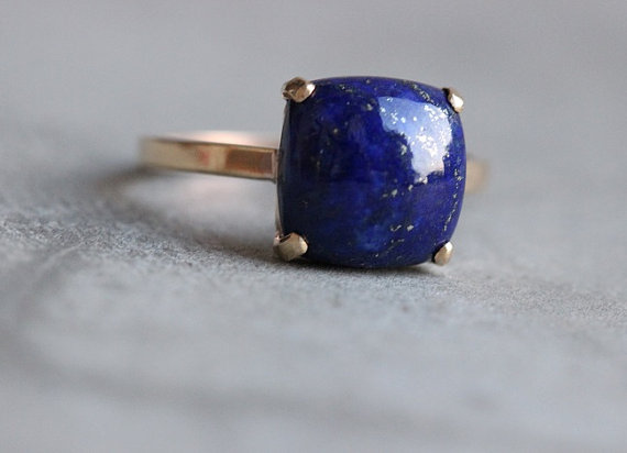 Gold lapis ring - 18k gold ring - Lapis Lazuli Ring - gemstone ring - Gold prong Ring