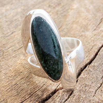 Good Luck Sterling Silver Jade Cocktail Ring