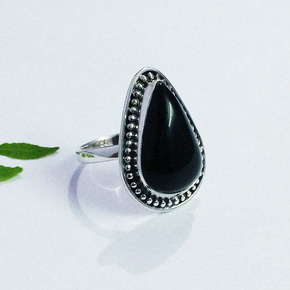 Gorgeous BLACK ONYX Gemstone Ring | Falak Gems