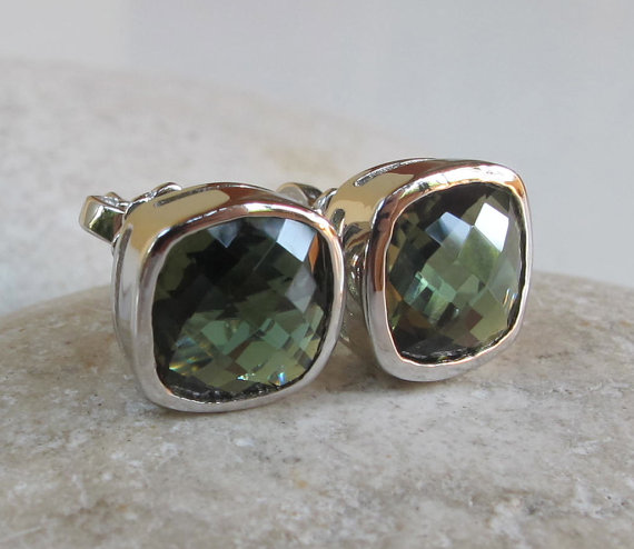 Green Quartz Earring- Green Studs- Green Earrings- 