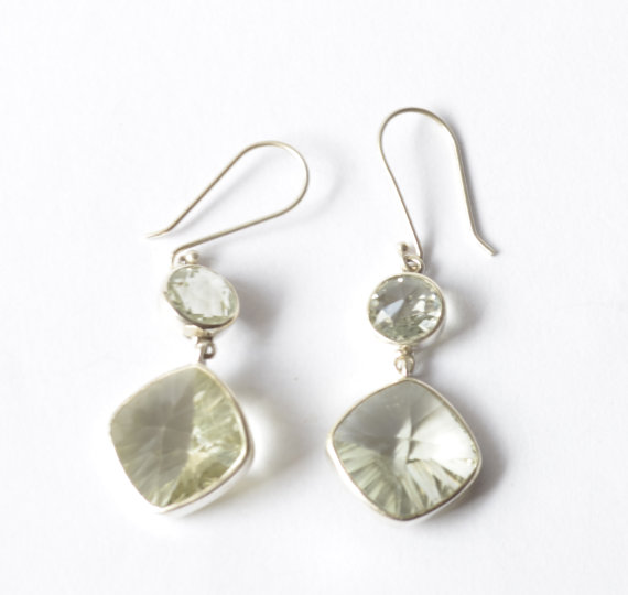 Green Quartz Earrings - Silver Earrings - Fine Earrings - Fine Jewelry - Gemstone Earrings - Unique Earrings - Green Quartz Jewelry