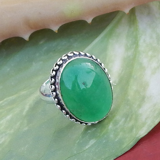 Green onyx Gemstone Ring Bezel Artisan Handmade Gift Ring 925 Silver Ring January Birthstone Ring
