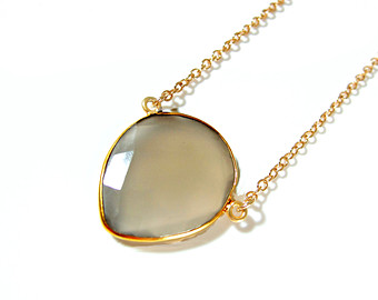 Grey Chalcedony Silver pendant