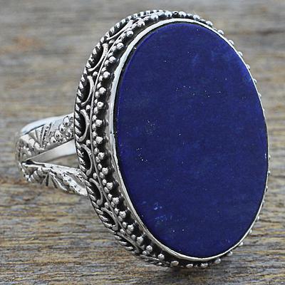 Hand Made Blue Oval Lapis Lazuli  Ring