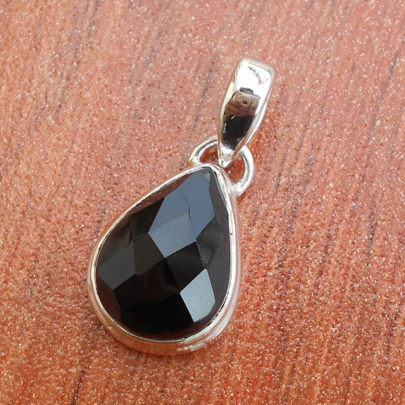 Handcrafted Pendant, Black Onyx Pendant, Sterling Silver Pendant, Bezel Set Pendant, Faceted Pendant, Birthstone Pendant, Gemstone Jewelry