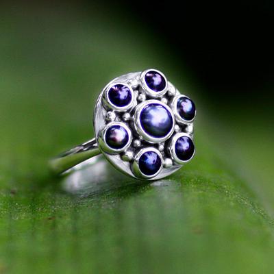 Handcrafted Silver and Pearl Flower Ring