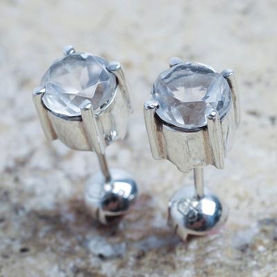  Sterling Silver Earrings with Crystal Quartz