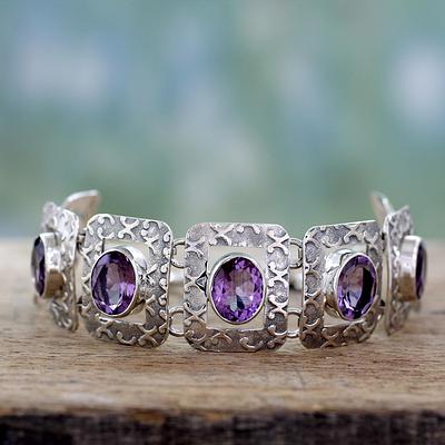 Handcrafted Sterling Silver and Amethyst Bracelet